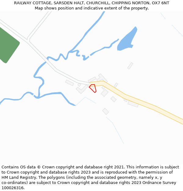RAILWAY COTTAGE, SARSDEN HALT, CHURCHILL, CHIPPING NORTON, OX7 6NT: Location map and indicative extent of plot