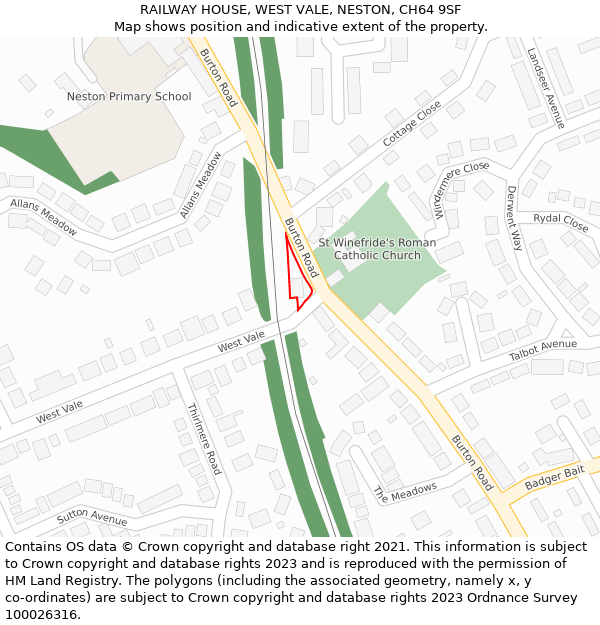 RAILWAY HOUSE, WEST VALE, NESTON, CH64 9SF: Location map and indicative extent of plot