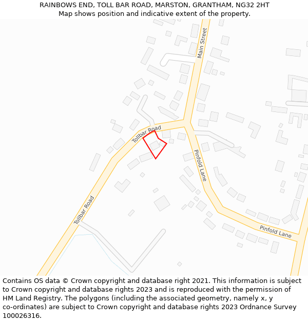 RAINBOWS END, TOLL BAR ROAD, MARSTON, GRANTHAM, NG32 2HT: Location map and indicative extent of plot