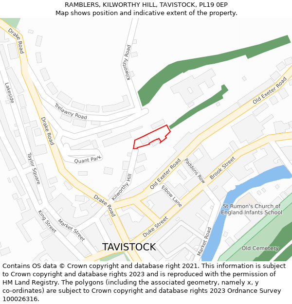 RAMBLERS, KILWORTHY HILL, TAVISTOCK, PL19 0EP: Location map and indicative extent of plot