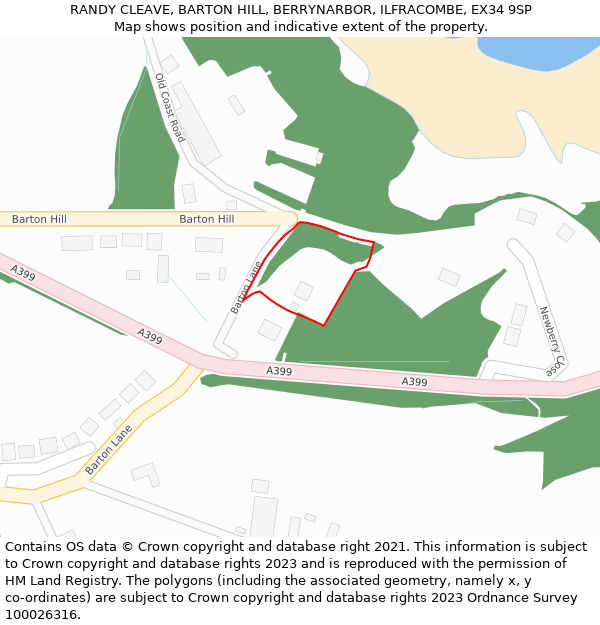 RANDY CLEAVE, BARTON HILL, BERRYNARBOR, ILFRACOMBE, EX34 9SP: Location map and indicative extent of plot