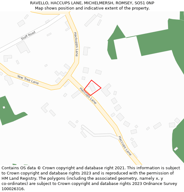 RAVELLO, HACCUPS LANE, MICHELMERSH, ROMSEY, SO51 0NP: Location map and indicative extent of plot