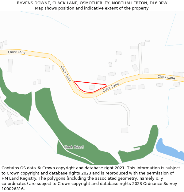 RAVENS DOWNE, CLACK LANE, OSMOTHERLEY, NORTHALLERTON, DL6 3PW: Location map and indicative extent of plot