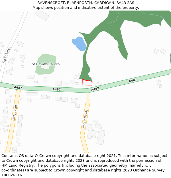 RAVENSCROFT, BLAENPORTH, CARDIGAN, SA43 2AS: Location map and indicative extent of plot