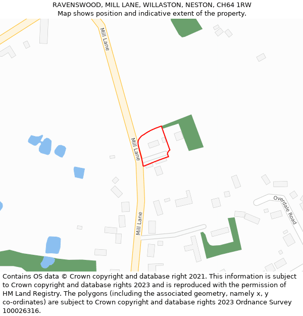 RAVENSWOOD, MILL LANE, WILLASTON, NESTON, CH64 1RW: Location map and indicative extent of plot