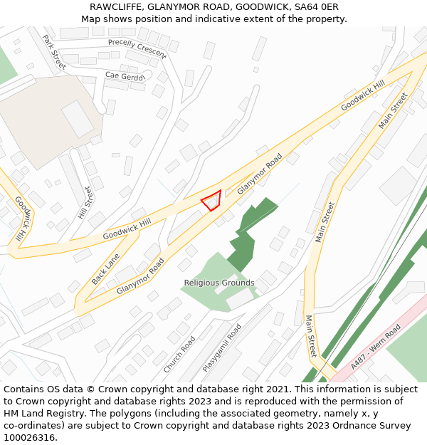 RAWCLIFFE, GLANYMOR ROAD, GOODWICK, SA64 0ER: Location map and indicative extent of plot