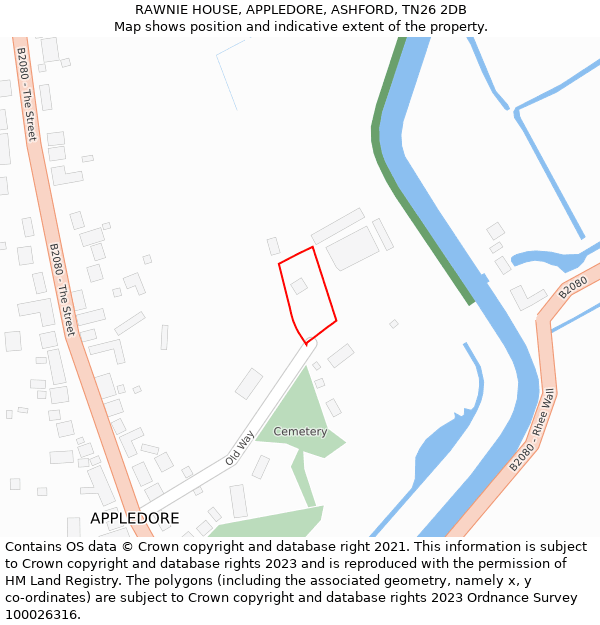 RAWNIE HOUSE, APPLEDORE, ASHFORD, TN26 2DB: Location map and indicative extent of plot