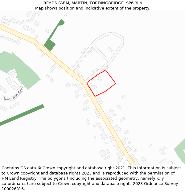 READS FARM, MARTIN, FORDINGBRIDGE, SP6 3LN: Location map and indicative extent of plot