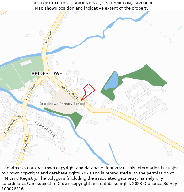 RECTORY COTTAGE, BRIDESTOWE, OKEHAMPTON, EX20 4ER: Location map and indicative extent of plot