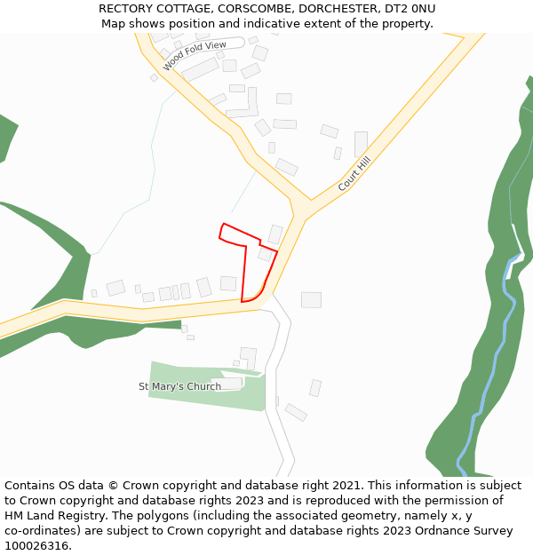 RECTORY COTTAGE, CORSCOMBE, DORCHESTER, DT2 0NU: Location map and indicative extent of plot