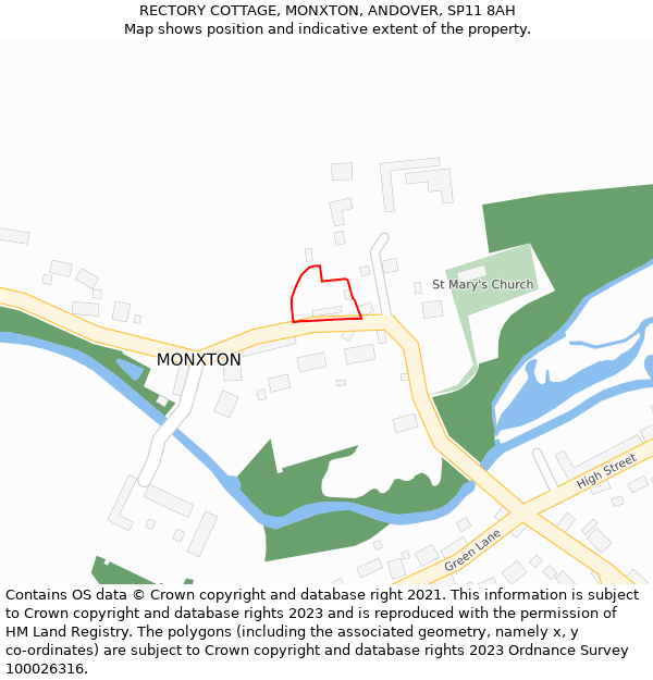 RECTORY COTTAGE, MONXTON, ANDOVER, SP11 8AH: Location map and indicative extent of plot