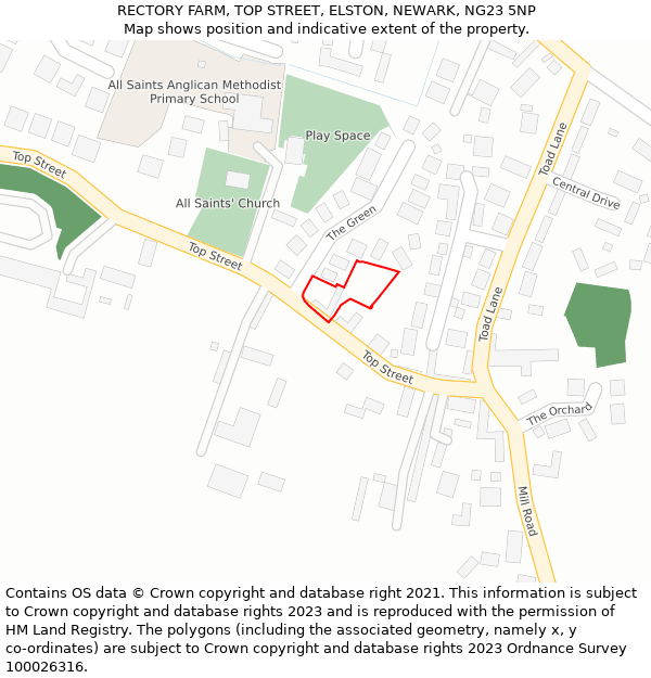 RECTORY FARM, TOP STREET, ELSTON, NEWARK, NG23 5NP: Location map and indicative extent of plot