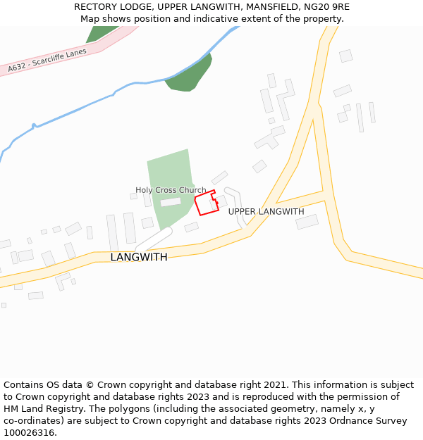 RECTORY LODGE, UPPER LANGWITH, MANSFIELD, NG20 9RE: Location map and indicative extent of plot