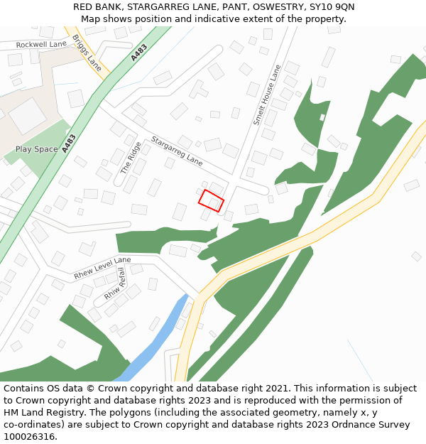 RED BANK, STARGARREG LANE, PANT, OSWESTRY, SY10 9QN: Location map and indicative extent of plot