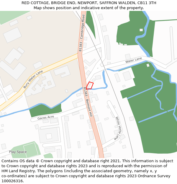 RED COTTAGE, BRIDGE END, NEWPORT, SAFFRON WALDEN, CB11 3TH: Location map and indicative extent of plot