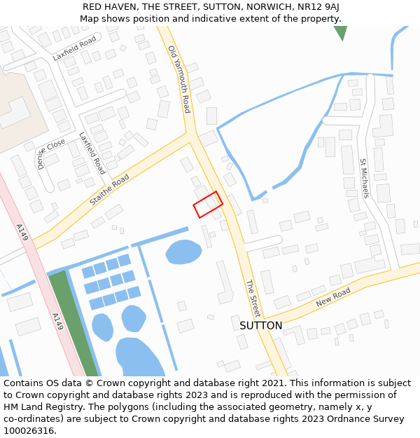 RED HAVEN, THE STREET, SUTTON, NORWICH, NR12 9AJ: Location map and indicative extent of plot