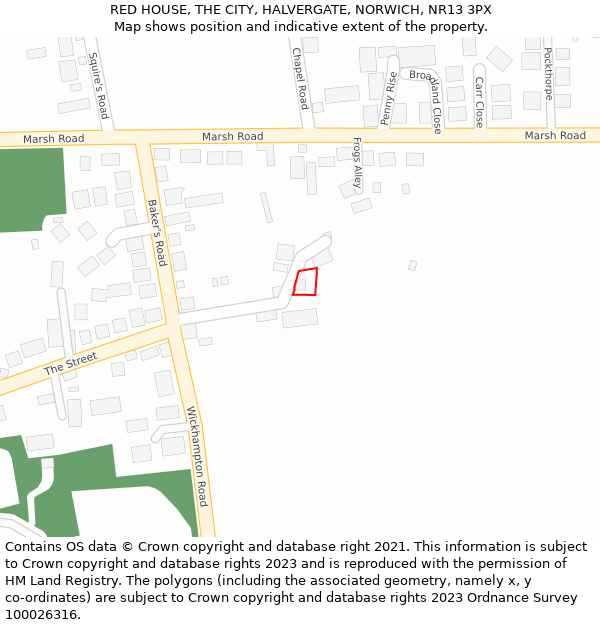 RED HOUSE, THE CITY, HALVERGATE, NORWICH, NR13 3PX: Location map and indicative extent of plot