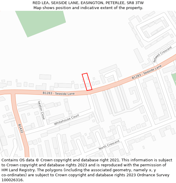 RED LEA, SEASIDE LANE, EASINGTON, PETERLEE, SR8 3TW: Location map and indicative extent of plot