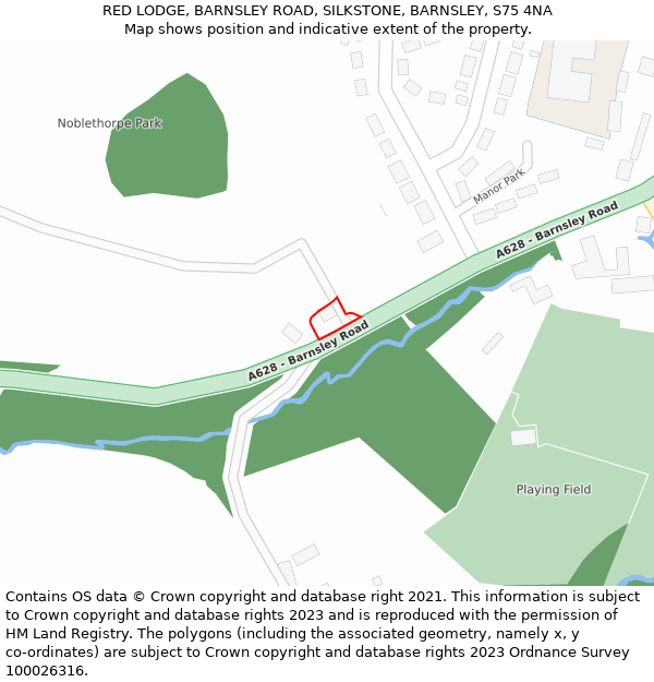 RED LODGE, BARNSLEY ROAD, SILKSTONE, BARNSLEY, S75 4NA: Location map and indicative extent of plot