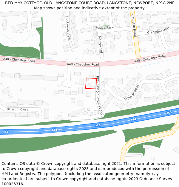 RED MAY COTTAGE, OLD LANGSTONE COURT ROAD, LANGSTONE, NEWPORT, NP18 2NF: Location map and indicative extent of plot