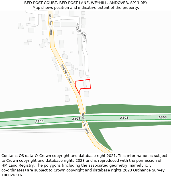 RED POST COURT, RED POST LANE, WEYHILL, ANDOVER, SP11 0PY: Location map and indicative extent of plot