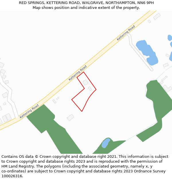 RED SPRINGS, KETTERING ROAD, WALGRAVE, NORTHAMPTON, NN6 9PH: Location map and indicative extent of plot
