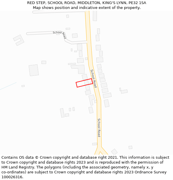 RED STEP, SCHOOL ROAD, MIDDLETON, KING'S LYNN, PE32 1SA: Location map and indicative extent of plot