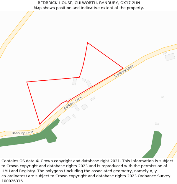 REDBRICK HOUSE, CULWORTH, BANBURY, OX17 2HN: Location map and indicative extent of plot