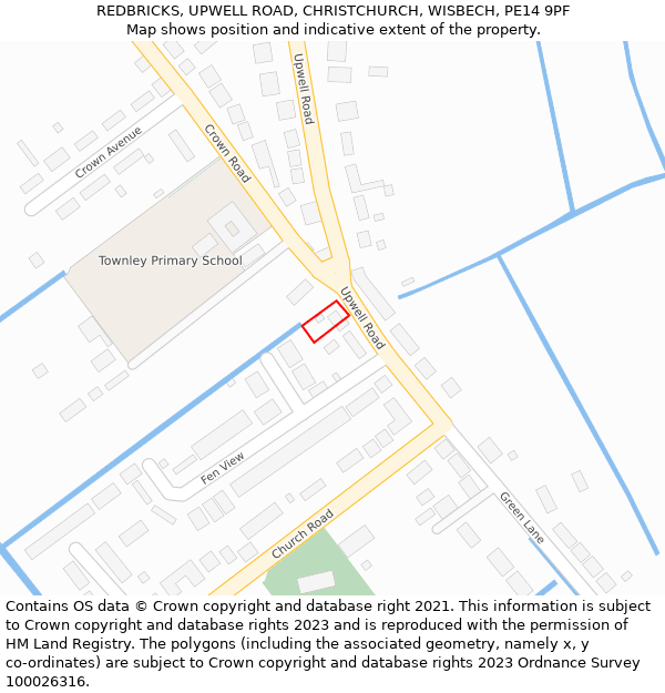 REDBRICKS, UPWELL ROAD, CHRISTCHURCH, WISBECH, PE14 9PF: Location map and indicative extent of plot