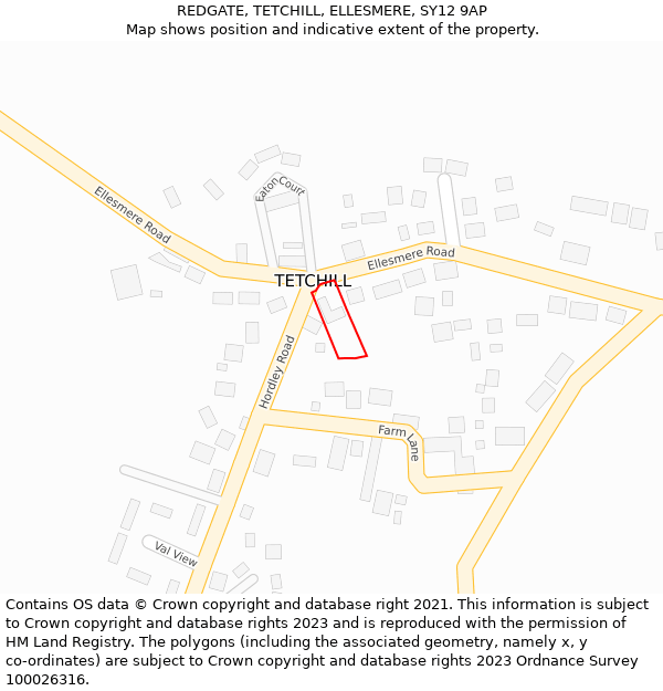 REDGATE, TETCHILL, ELLESMERE, SY12 9AP: Location map and indicative extent of plot