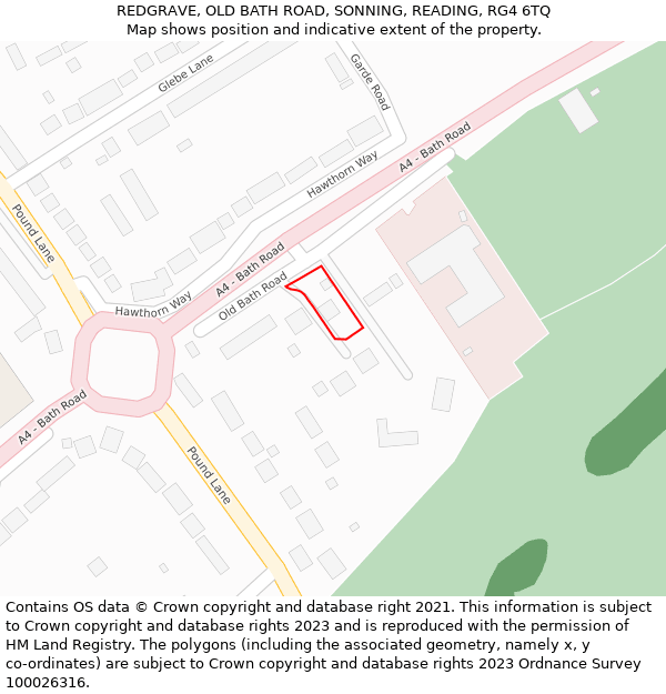 REDGRAVE, OLD BATH ROAD, SONNING, READING, RG4 6TQ: Location map and indicative extent of plot