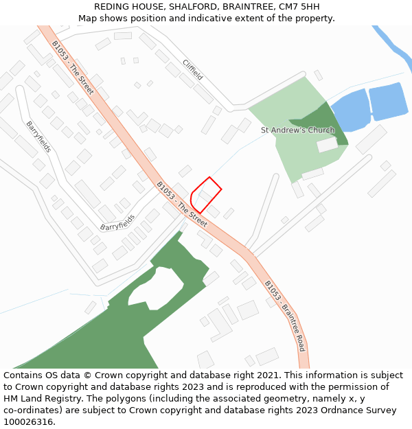 REDING HOUSE, SHALFORD, BRAINTREE, CM7 5HH: Location map and indicative extent of plot