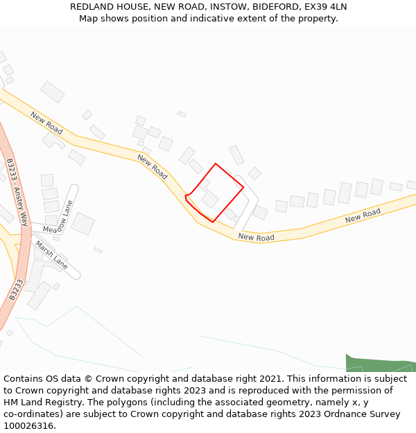 REDLAND HOUSE, NEW ROAD, INSTOW, BIDEFORD, EX39 4LN: Location map and indicative extent of plot