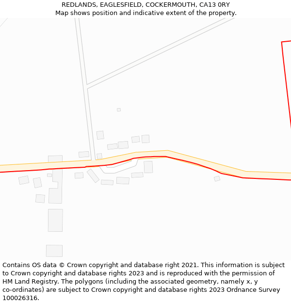 REDLANDS, EAGLESFIELD, COCKERMOUTH, CA13 0RY: Location map and indicative extent of plot