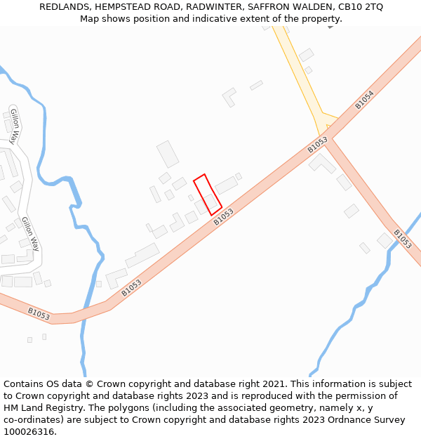 REDLANDS, HEMPSTEAD ROAD, RADWINTER, SAFFRON WALDEN, CB10 2TQ: Location map and indicative extent of plot