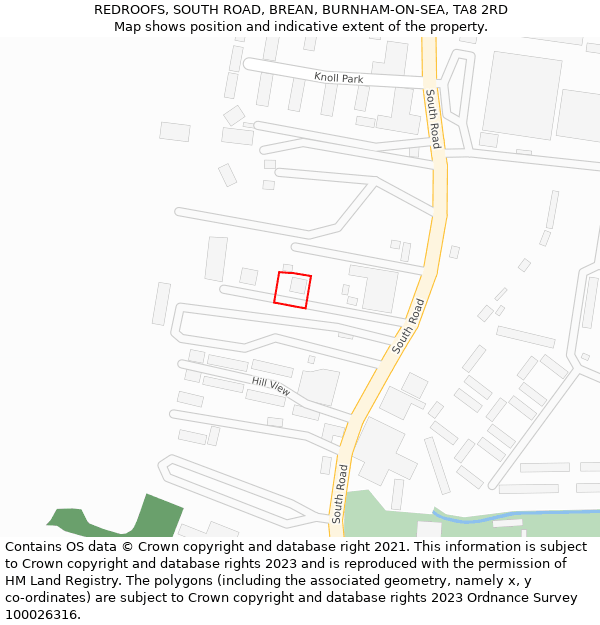 REDROOFS, SOUTH ROAD, BREAN, BURNHAM-ON-SEA, TA8 2RD: Location map and indicative extent of plot