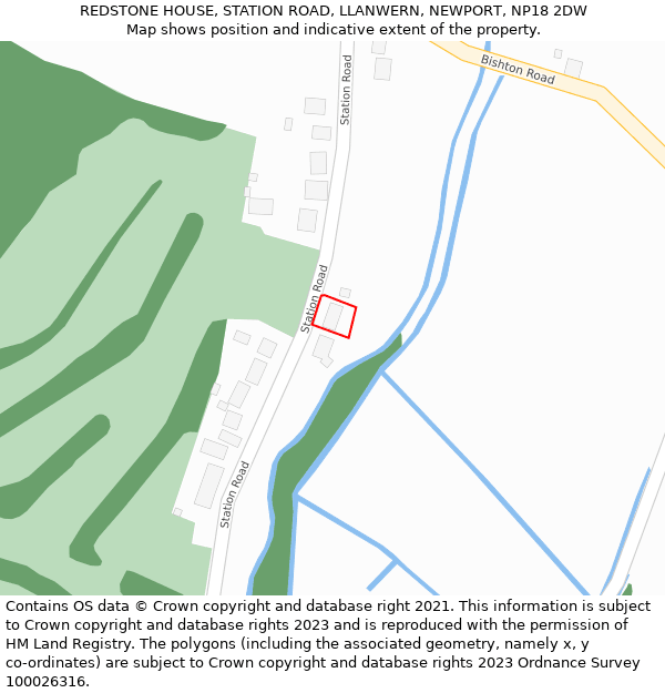REDSTONE HOUSE, STATION ROAD, LLANWERN, NEWPORT, NP18 2DW: Location map and indicative extent of plot