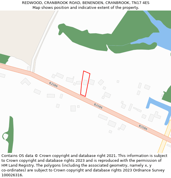 REDWOOD, CRANBROOK ROAD, BENENDEN, CRANBROOK, TN17 4ES: Location map and indicative extent of plot