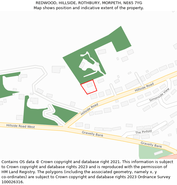 REDWOOD, HILLSIDE, ROTHBURY, MORPETH, NE65 7YG: Location map and indicative extent of plot