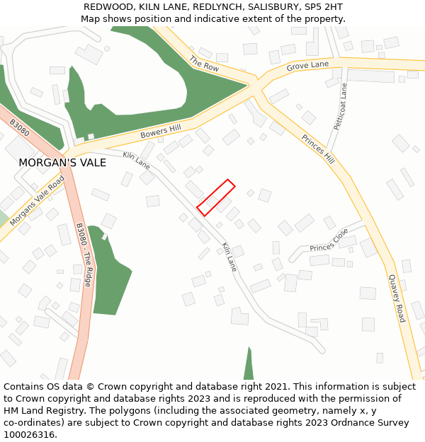 REDWOOD, KILN LANE, REDLYNCH, SALISBURY, SP5 2HT: Location map and indicative extent of plot