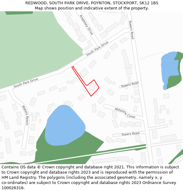 REDWOOD, SOUTH PARK DRIVE, POYNTON, STOCKPORT, SK12 1BS: Location map and indicative extent of plot