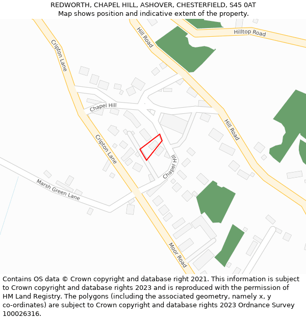 REDWORTH, CHAPEL HILL, ASHOVER, CHESTERFIELD, S45 0AT: Location map and indicative extent of plot