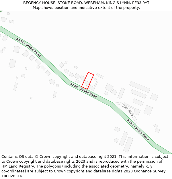 REGENCY HOUSE, STOKE ROAD, WEREHAM, KING'S LYNN, PE33 9AT: Location map and indicative extent of plot