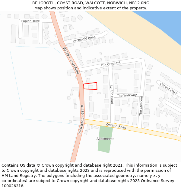 REHOBOTH, COAST ROAD, WALCOTT, NORWICH, NR12 0NG: Location map and indicative extent of plot