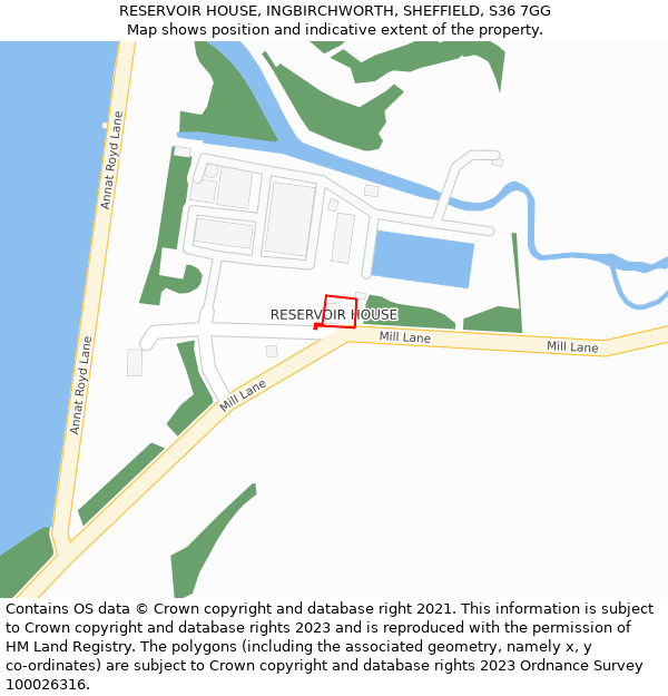 RESERVOIR HOUSE, INGBIRCHWORTH, SHEFFIELD, S36 7GG: Location map and indicative extent of plot