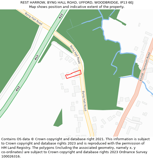 REST HARROW, BYNG HALL ROAD, UFFORD, WOODBRIDGE, IP13 6EJ: Location map and indicative extent of plot