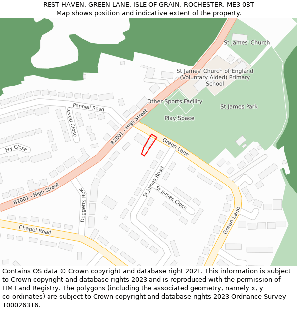 REST HAVEN, GREEN LANE, ISLE OF GRAIN, ROCHESTER, ME3 0BT: Location map and indicative extent of plot