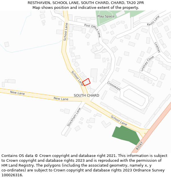 RESTHAVEN, SCHOOL LANE, SOUTH CHARD, CHARD, TA20 2PR: Location map and indicative extent of plot