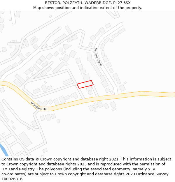 RESTOR, POLZEATH, WADEBRIDGE, PL27 6SX: Location map and indicative extent of plot