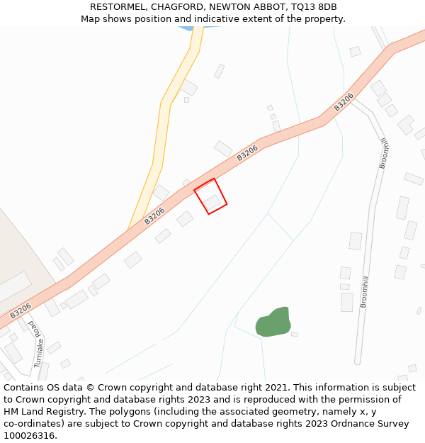 RESTORMEL, CHAGFORD, NEWTON ABBOT, TQ13 8DB: Location map and indicative extent of plot